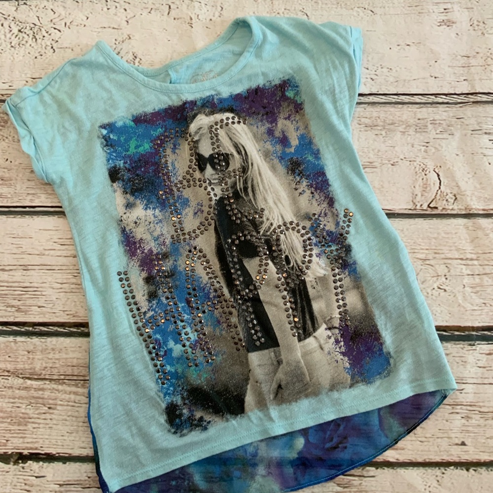 Justice Girls Size‎ 5 “Be Happy” rhinestone accent shirt